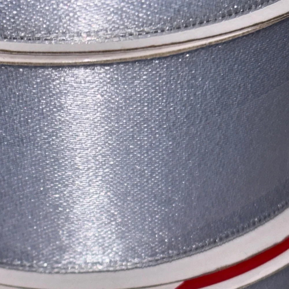 Silver Blue Ribbon Spools 30ft Ice Blue Satin Ribbon NWT